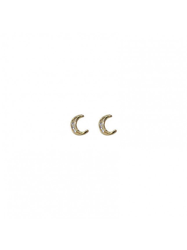 Cute Mini CZ Square Crescent Moon Bow-Knot 925 Sterling Silver Stud Earrings