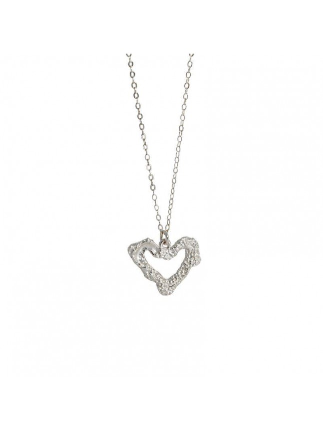 Anniversary Irregular Hollow Heart 925 Sterling Silver Necklace