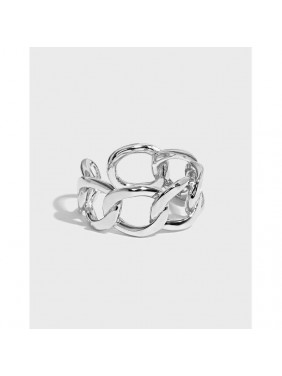 Minimalist New Hollow Chain 925 Sterling Silver Adjustable Ring