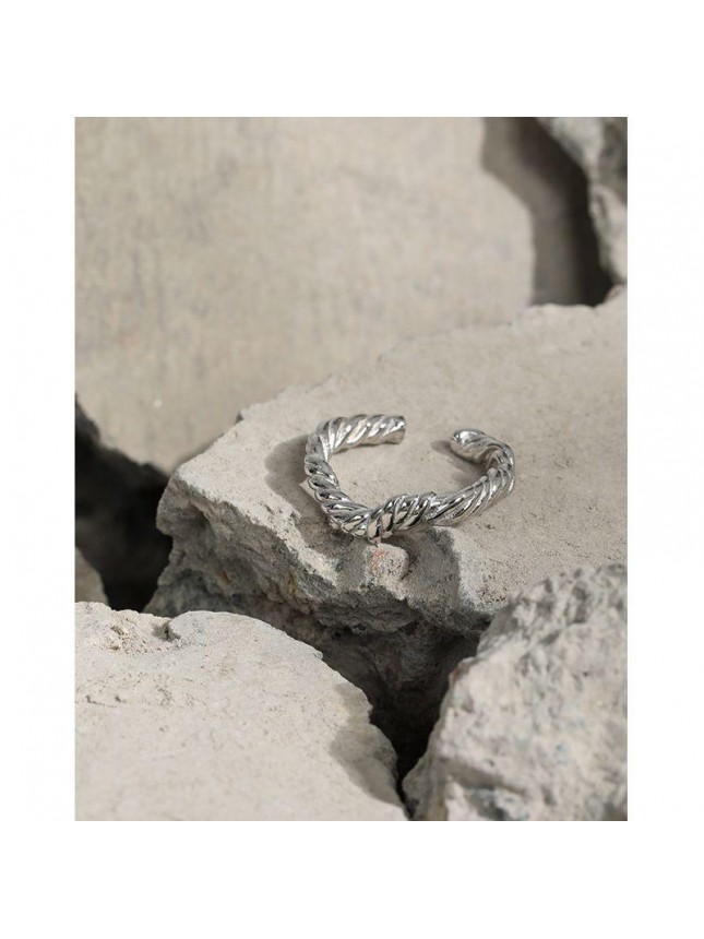 Minimalist Irregular Twisted 925 Sterling Silver Adjustable Ring