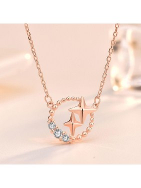 Sweet CZ Meteor Star 925 Sterling Silver Necklace