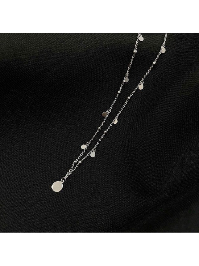 Holiday Round Disc Beads 925 Sterling Silver Choker Necklace