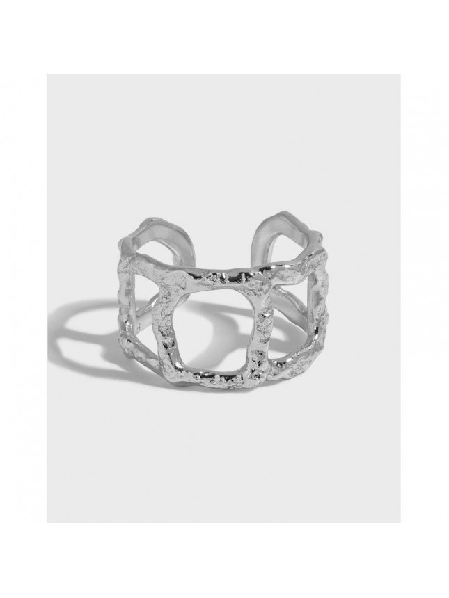 Holiday Hollow Chain Wide 925 Sterling Silver Adjustable Ring