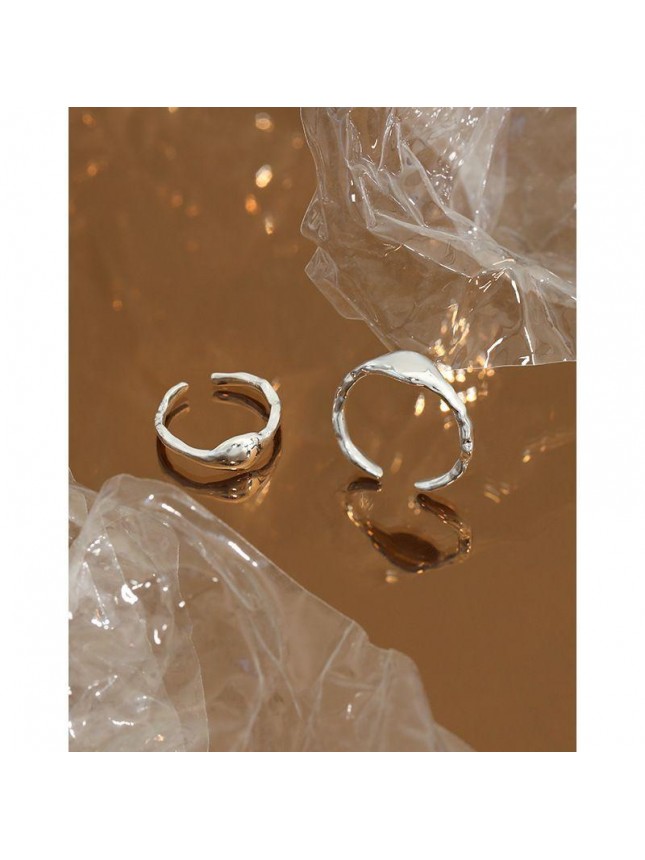 Fashion Irregular Stone 925 Sterling Silver Adjustable Ring