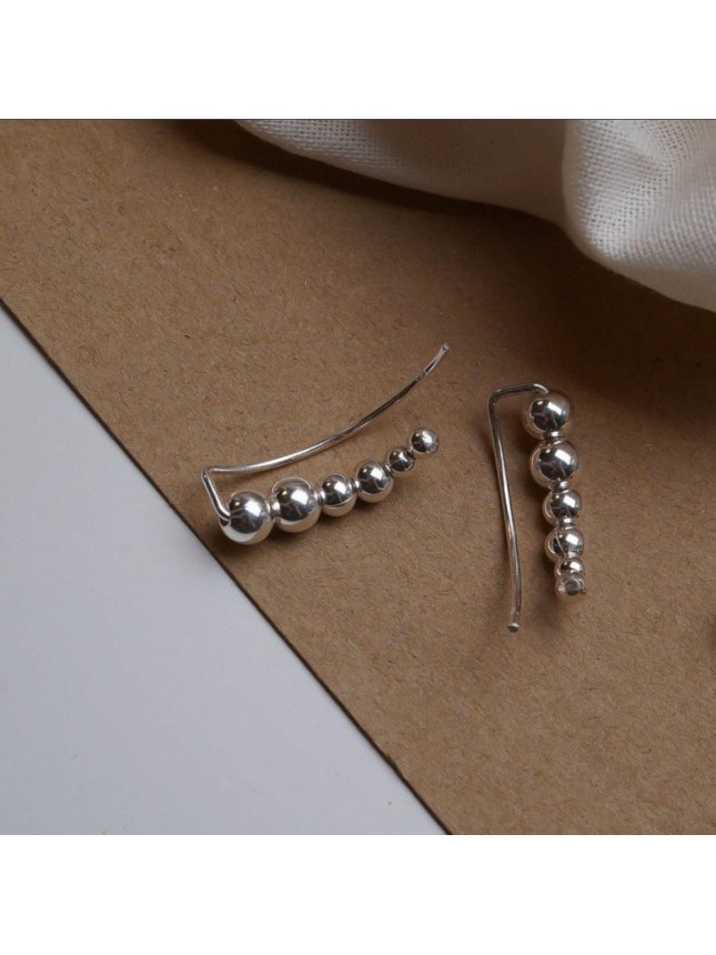 Fashion Beads 925 Sterling Silver Climbing Stud Earrings