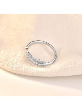 Fashion New CZ Leaf 925 Sterling Silver Adjustable Ring