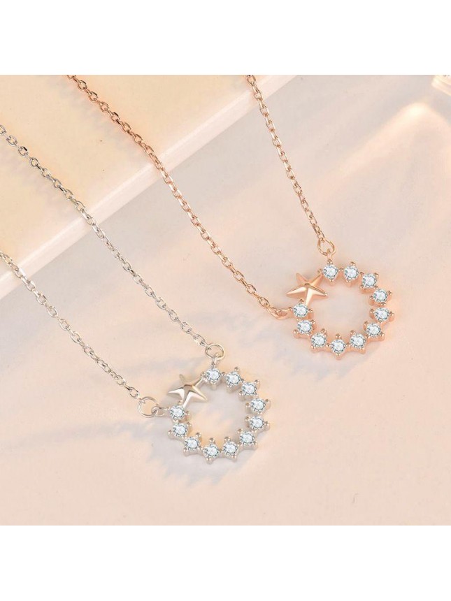 Beautiful Star CZ Garland 925 Sterling Silver Necklace