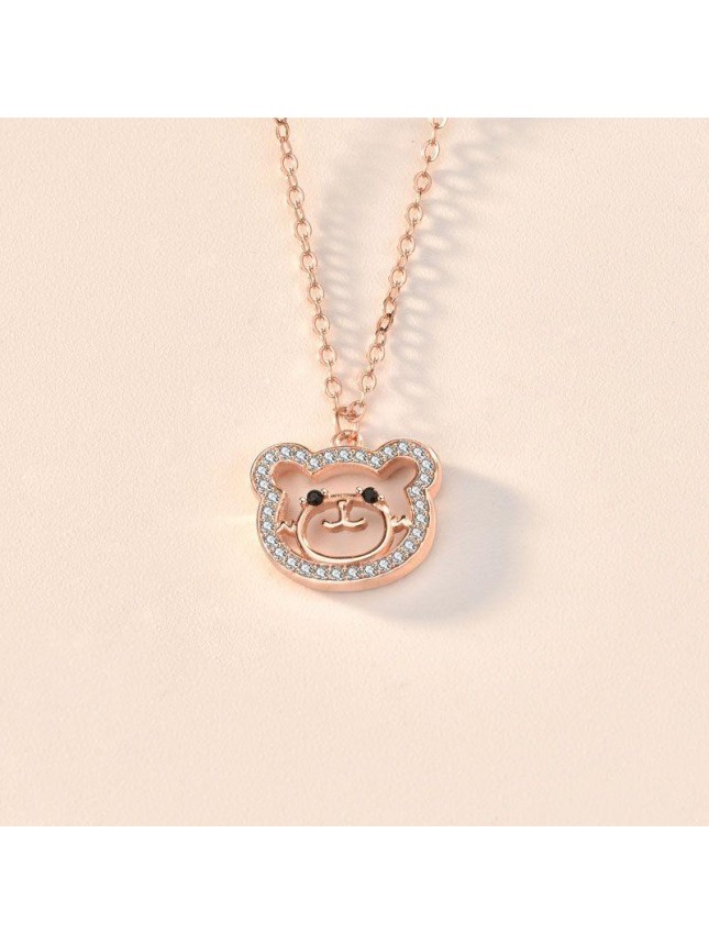 Cute CZ Animal Bear 925 Sterling Silver Necklace
