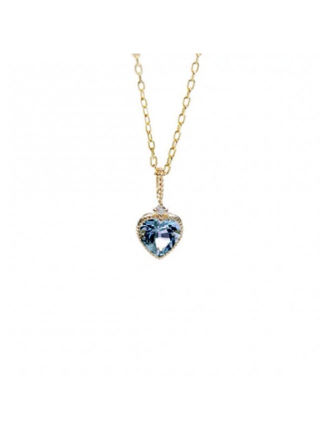 Gift Blue CZ Heart 925 Sterling Silver Necklace