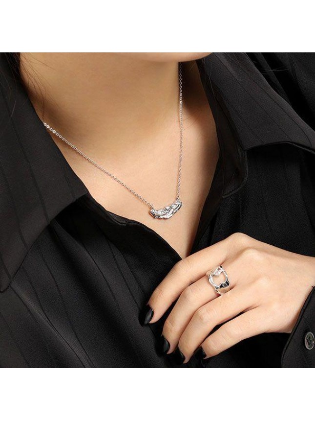 Fashion Irregular Stones 925 Sterling Silver Necklace