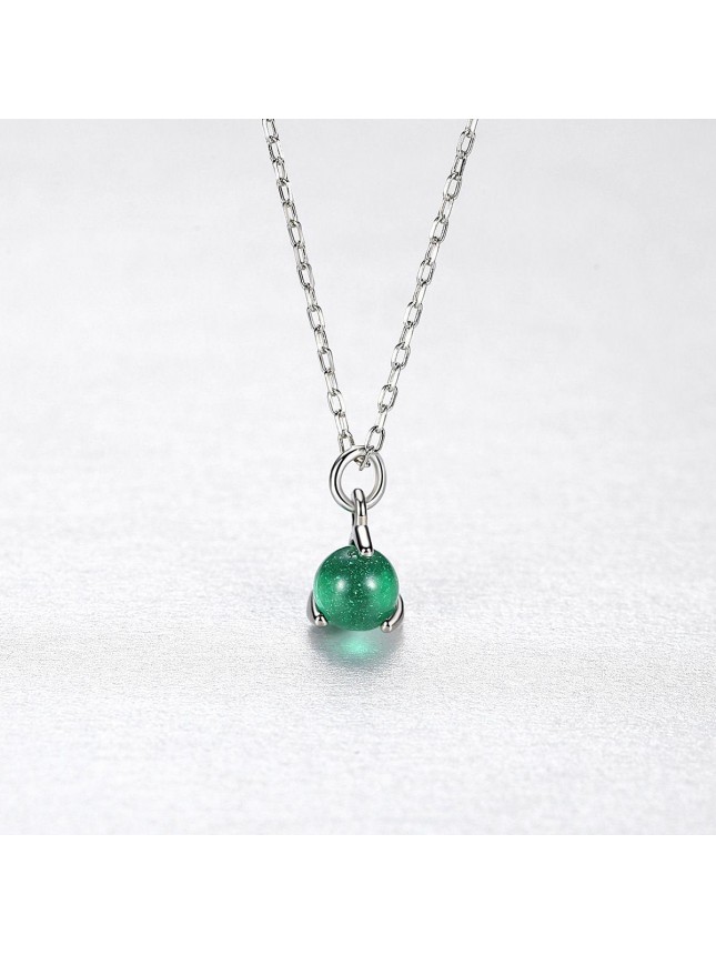 Classic Simple Round CZ Ball 925 Sterling Silver Necklace