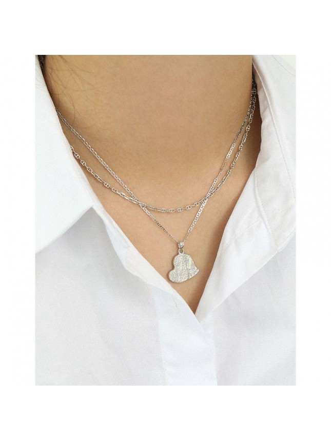 Women Irregular Heart Pig Nose Chain 925 Sterling Silver Necklace
