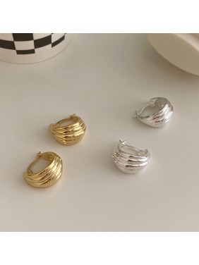 Simple Geometry Shell 925 Sterling Silver Hoop Earrings