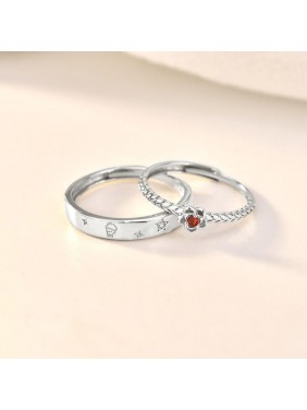 Holiday Little Prince CZ Rose Flower 925 Sterling Silver Adjustable Promise Ring