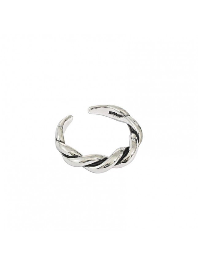Casual Twisted Simple 925 Sterling Silver Adjustable Ring