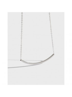 Simple Geometry Square Tube Smile 925 Sterling Silver Necklace