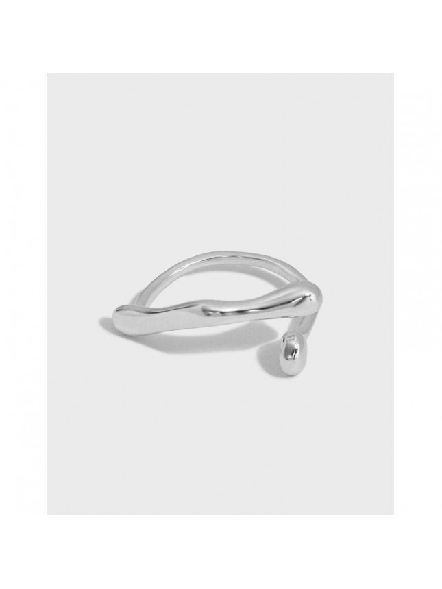 Fashion Geometry Waterdrop Cross 925 Sterling Silver Adjustable Ring