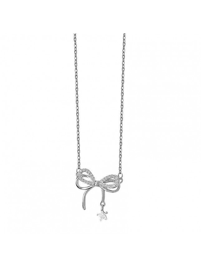 Honey Moon CZ Bow-Knot Star 925 Sterling Silver Necklace