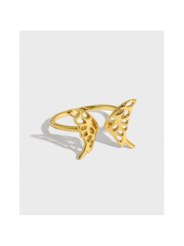 Beautiful Hollow Butterfly 925 Sterling Silver Adjustable Ring