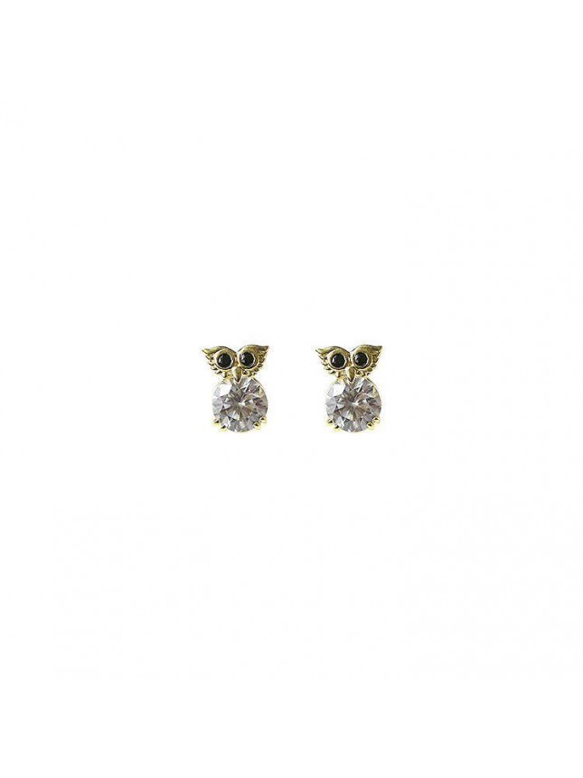 Cute Animal Owl Round CZ 925 Sterling Silver Stud Earrings