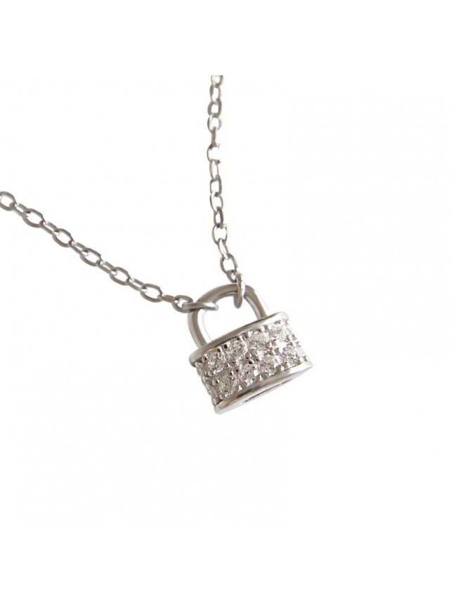 Gift CZ Lock Fashion 925 Sterling Silver Necklace