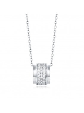 Girl Moissanite CZ Lucky Bead Tube 925 Sterling Silver Necklace
