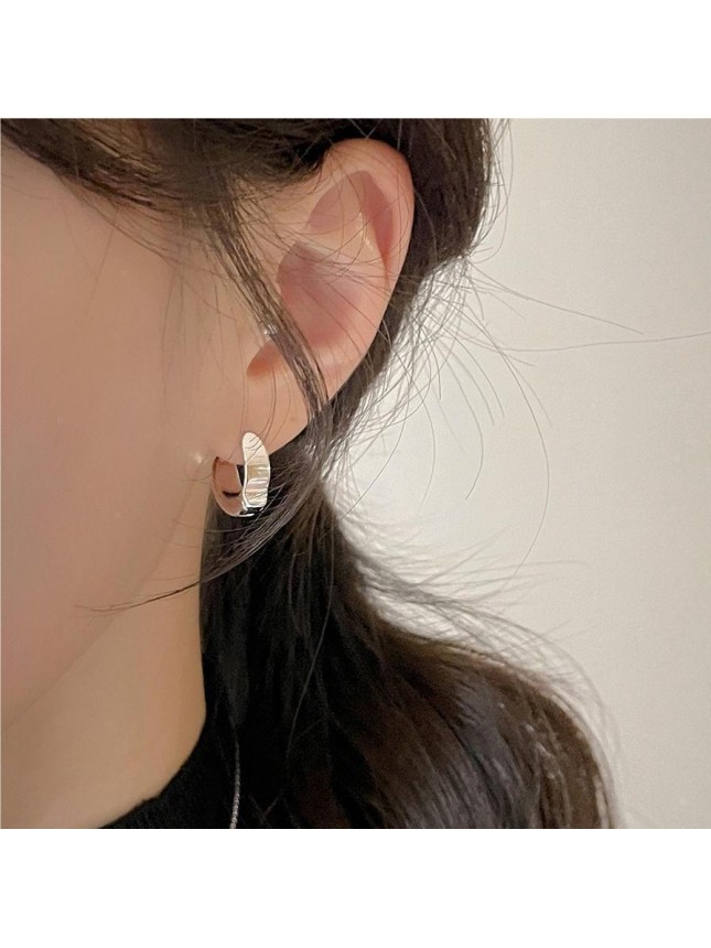 Irregular Geometry Huggie 925 Sterling Silver Hoop Earrings