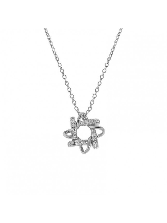 Holiday Hollow CZ Hexagram Star 925 Sterling Silver Necklace