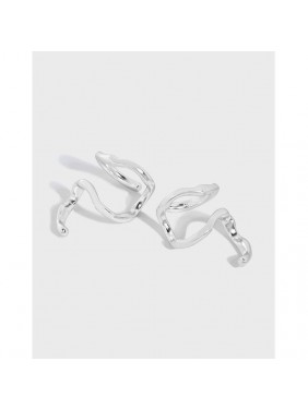 Fashion Irregular Snake Shape 925 Sterling Silver Non-Pierced Earrings