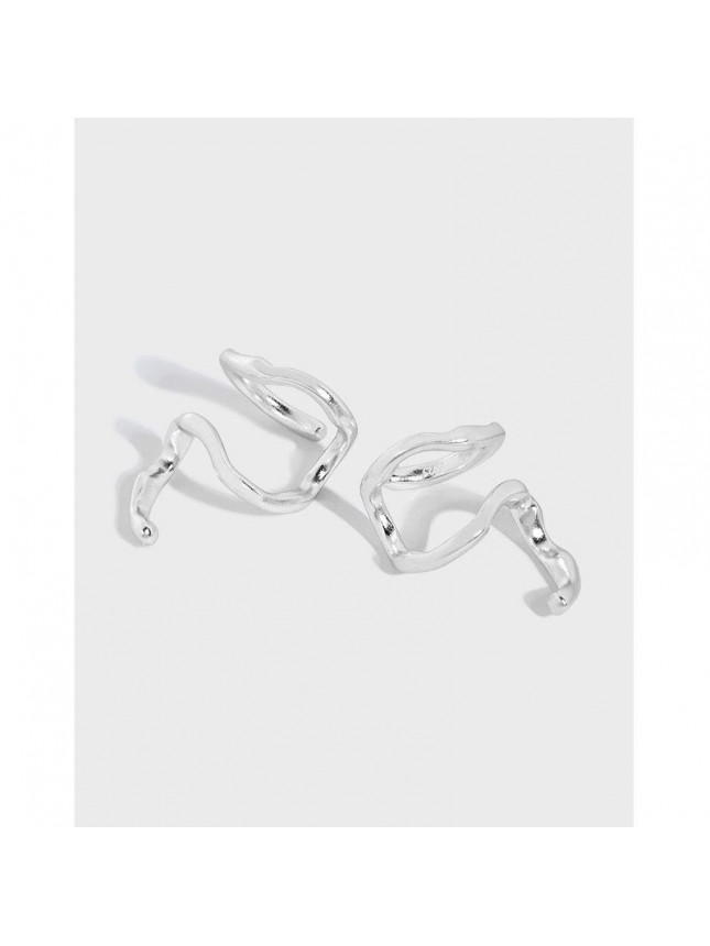 Fashion Irregular Snake Shape 925 Sterling Silver Non-Pierced Earrings