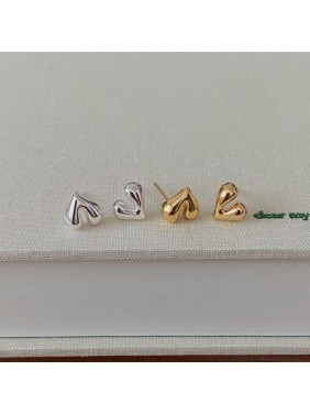 Honey Moon Mini Irregular Heart 925 Sterling Silver Stud Earrings
