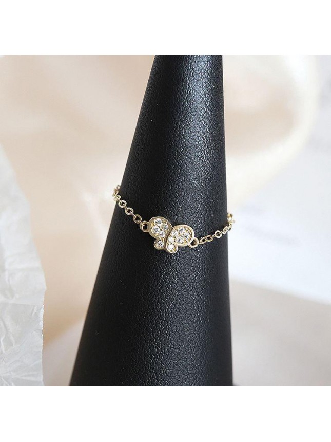 Beautiful CZ Butterfly 925 Sterling Silver Adjustable Chain Ring