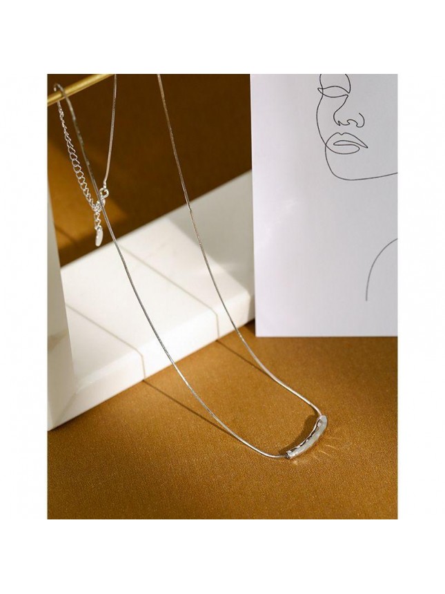 Women Snake Chain Irregular Waterdrop 925 Sterling Silver Necklace