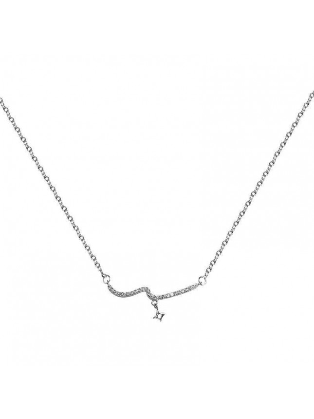 Gift Four Leaf Clover CZ Wave 925 Sterling Silver Necklace