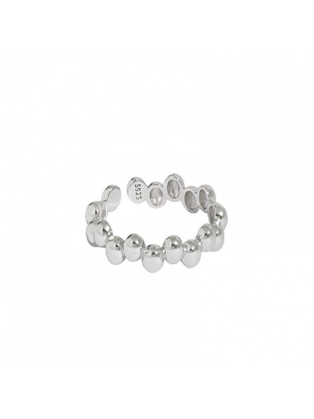 Girl Irregular Beads Bubbles 925 Sterling Silver Adjustable Ring