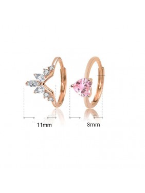 Bridesmaid CZ Heart Crown 925 Sterling Silver Adjustable Stacker Ring