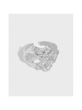 Party Hollow Hearts Wide 925 Sterling Silver Adjustable Ring