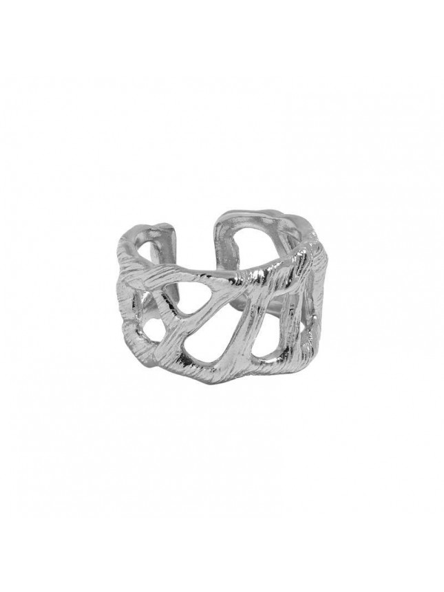 Fashion Hollow Branch Wide 925 Sterling Silver Adjustable Ring