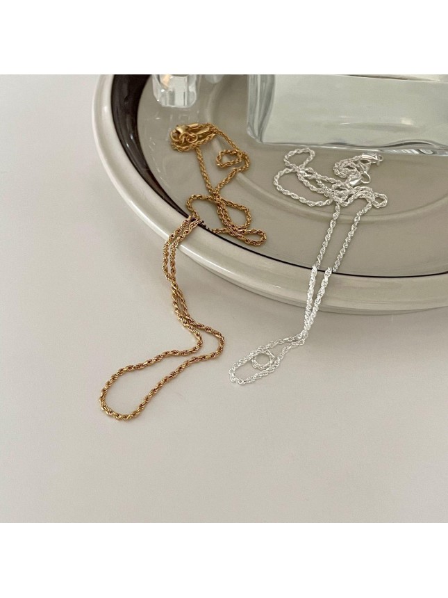 Classic Rope Twisted Chain 925 Sterling Silver Necklace