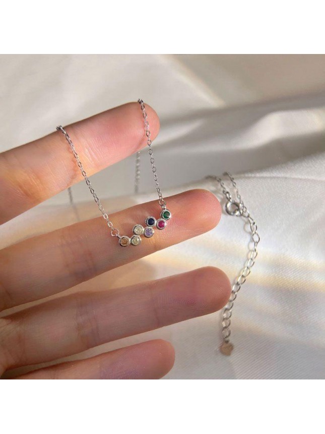Colorful CZ Rainbow 925 Sterling Silver Necklace
