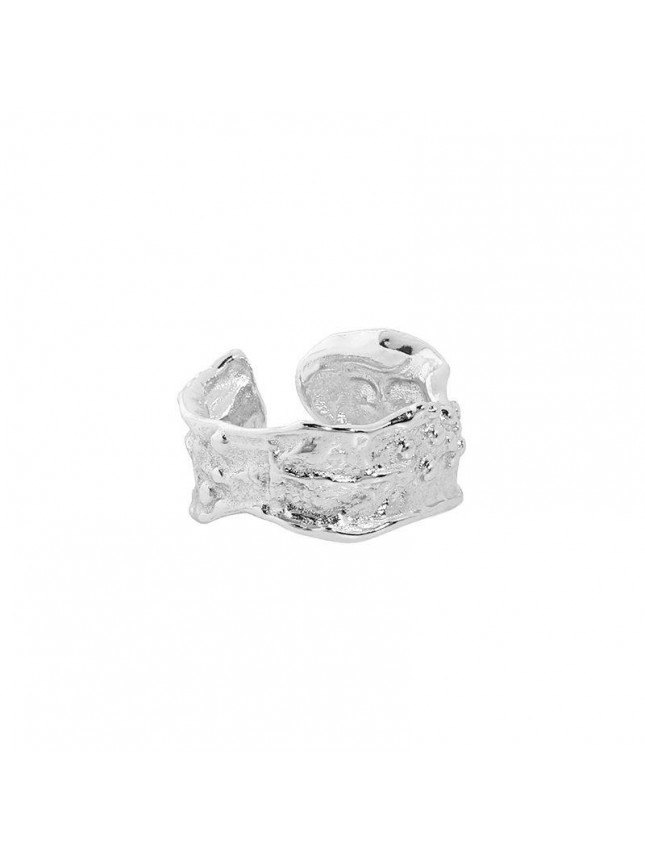 Fashion Irregular Wide Rock Stone 925 Sterling Silver Adjustable Ring
