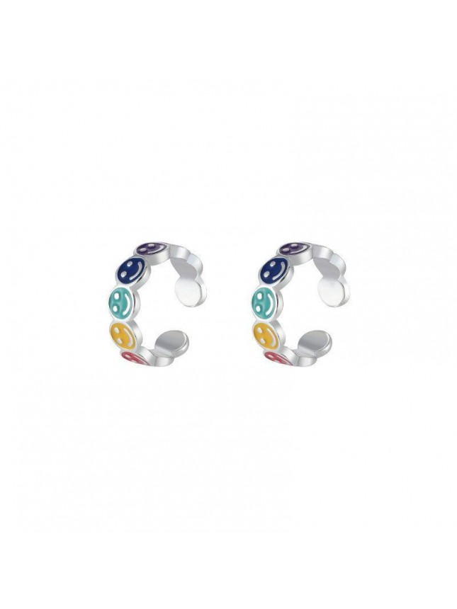 Colorful Rainbow Smile Face 925 Sterling Silver Non-Pierced Earring(Single)