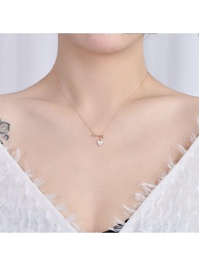 Women Mother of Shell Love Heart 925 Sterling Silver Necklace