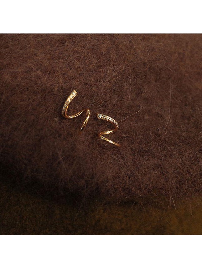 Fashion CZ Snake Wave 925 Sterling Silver Stud Earrings