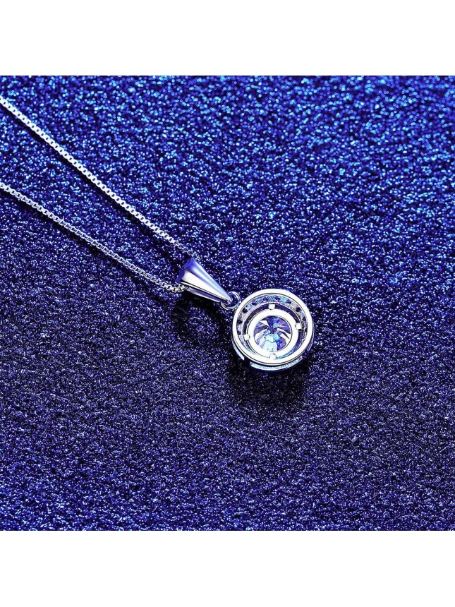 Women Moissanite CZ Sunflower 925 Sterling Silver Necklace