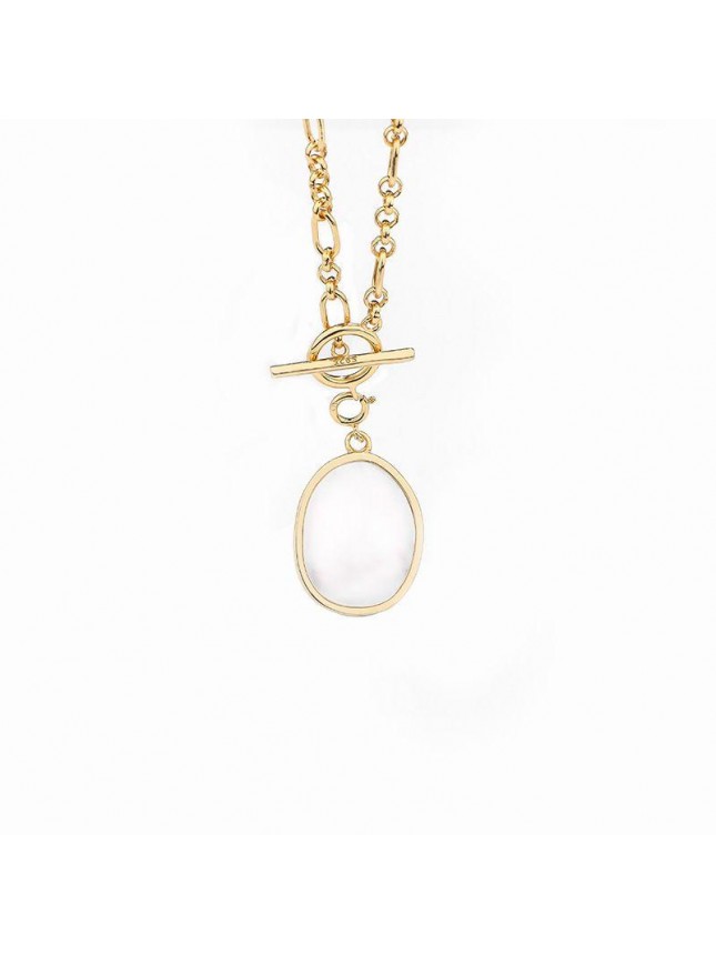 Women Geometry Abalone Shell OT 925 Sterling Silver Necklace