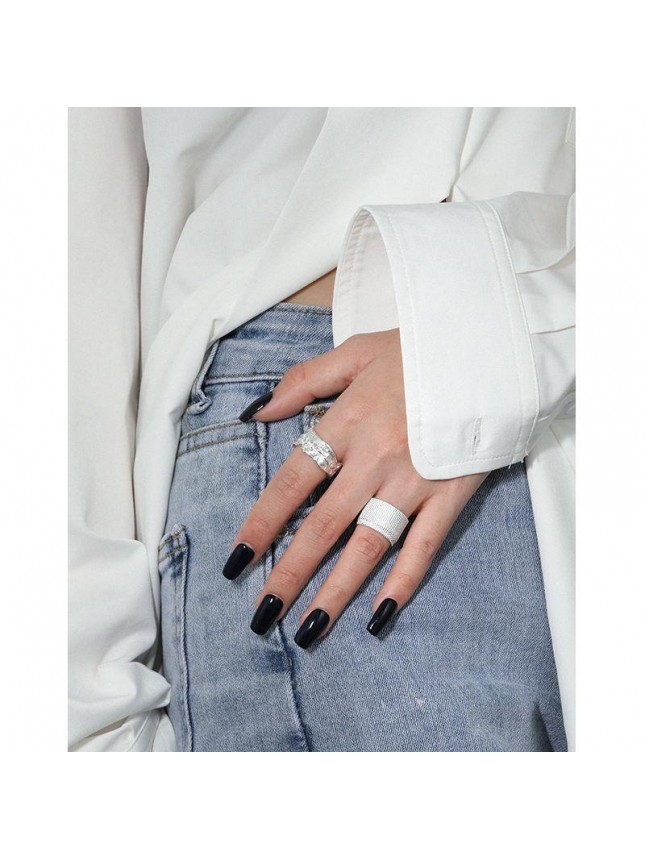 Fashion White Bandage 925 Sterling Silver Adjustable Ring