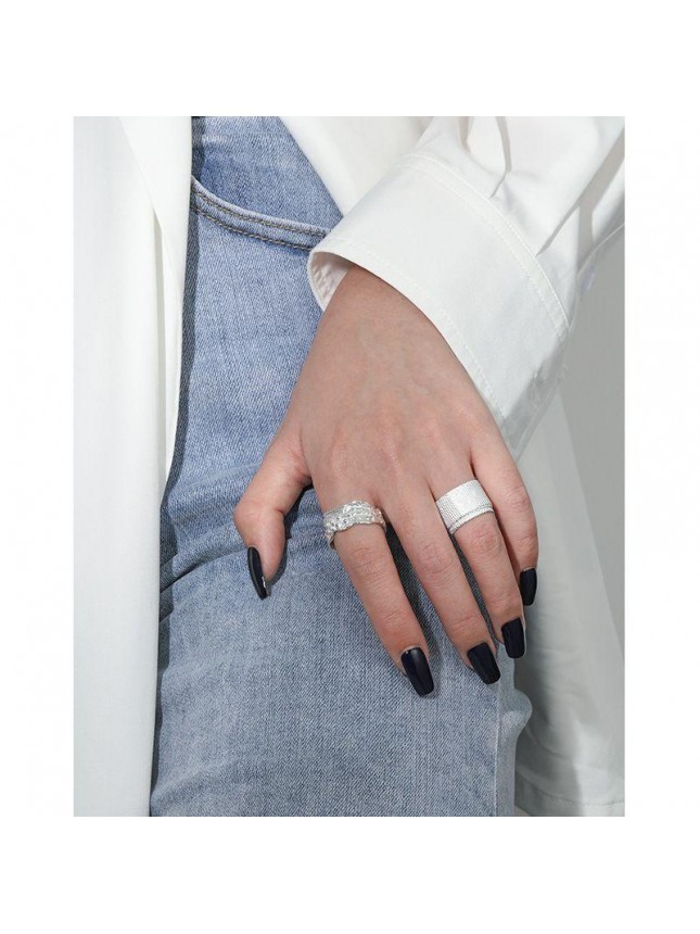 Fashion White Bandage 925 Sterling Silver Adjustable Ring