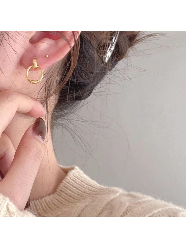 Simple Geometry Loop 925 Sterling Silver Stud Earrings