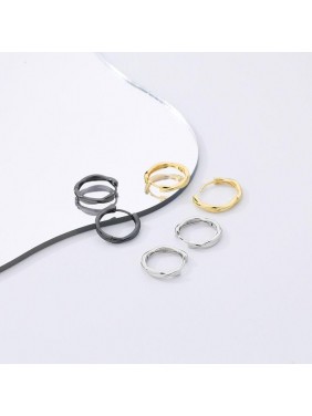 Simple Mobius Circle Twisted 925 Sterling Silver Huggie Hoop Earrings
